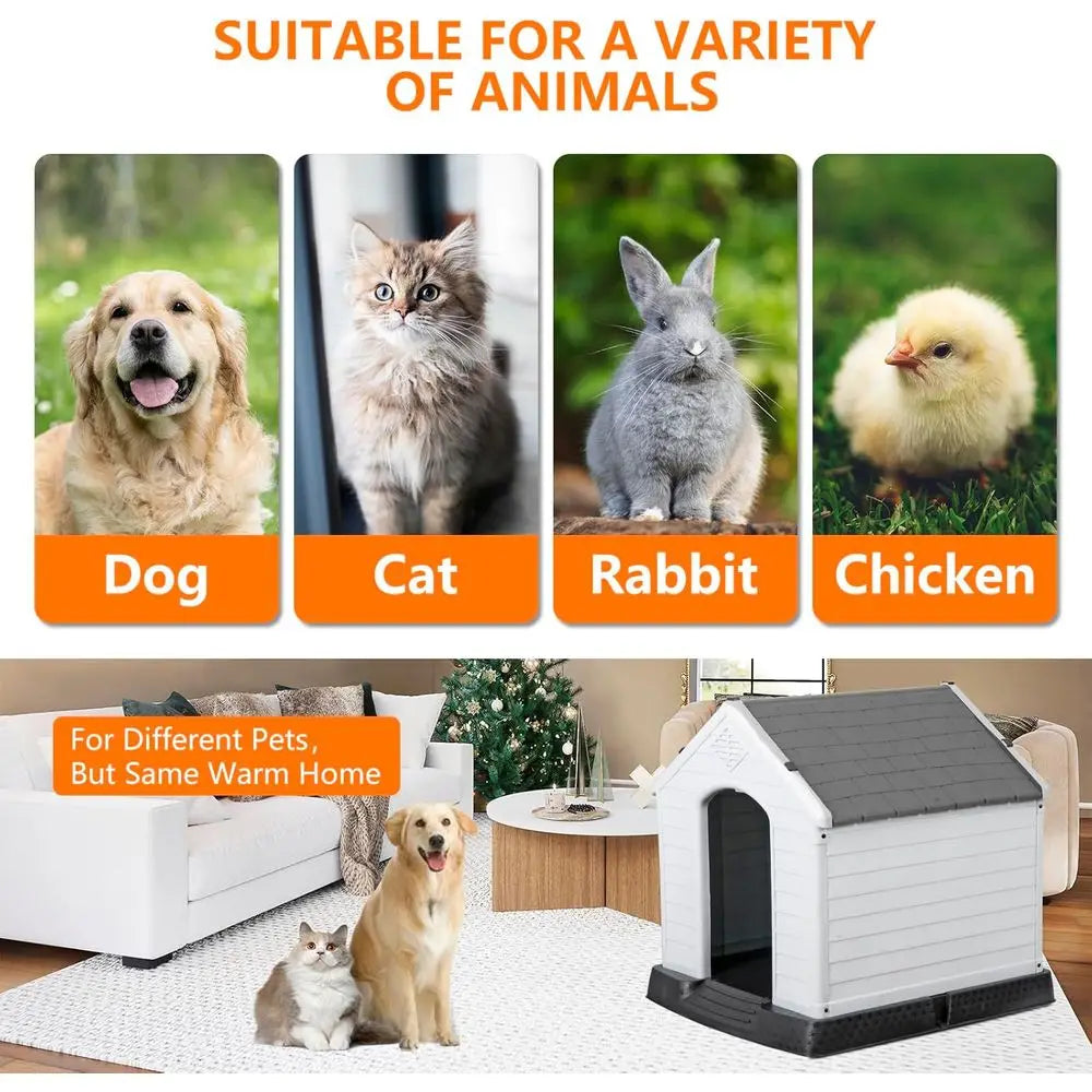 Weatherproof Insulated Dog Kennel With Air Vents And Elevated Floor