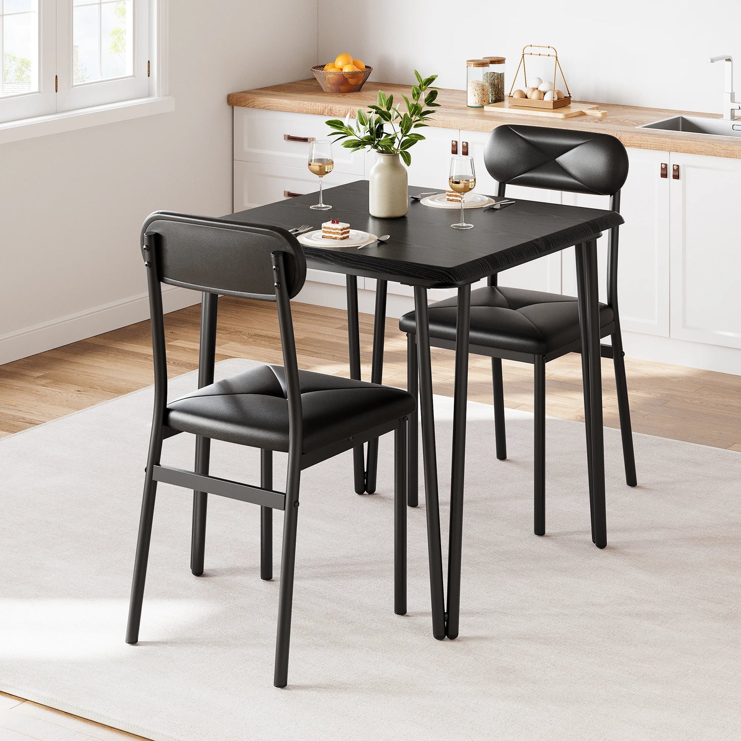 TWISTER.CK Dining Table Set for Two With Upholstered Chairs