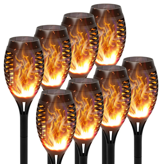Solar Flame Torch Lights LED Outdoor Flicker For Lawn Path