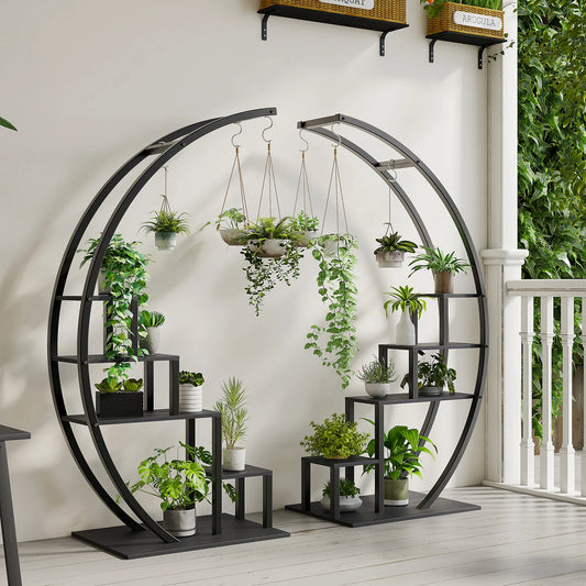 TWISTER.CK 5-Tier Half Moon Plant Stand Indoor Garden Rack 2-Pack