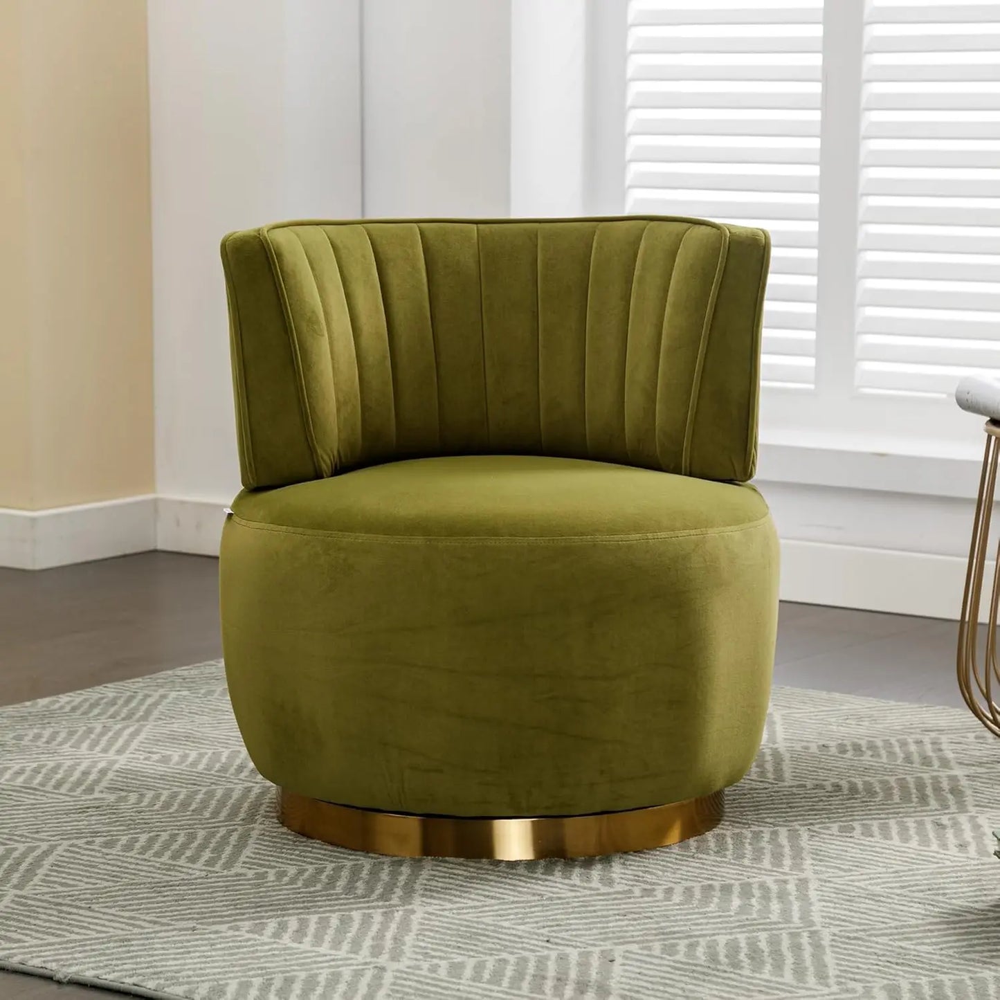 Modern Velvet Swivel Barrel Chair 360 Degree Plush Upholstered Armchair