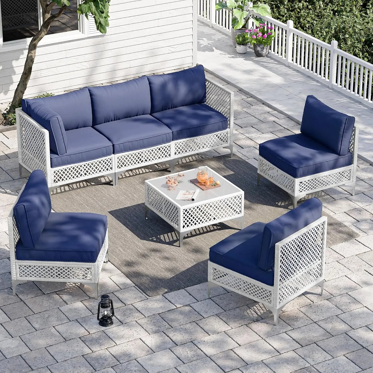 XIAOLANG 7 Piece Patio Conversation Set With Cushions And Coffee Table