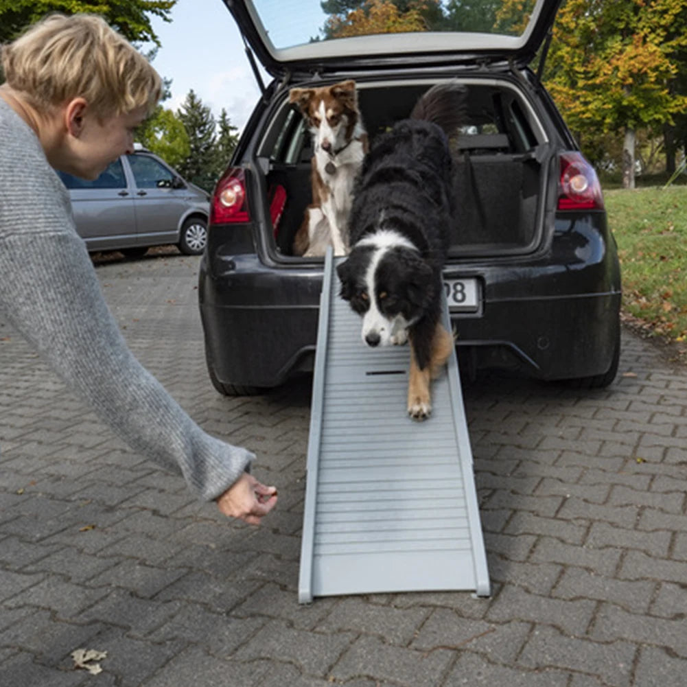 Folding Portable Pet Stair Ramp Non-Slip Rug Surface Dog SUV & Truck Ramp Pet Ramp Stairs for Medium & Large Dogs Get Into A Car