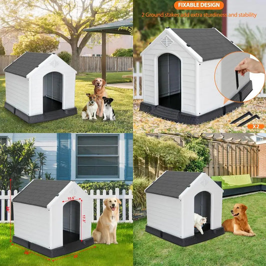 Weatherproof Insulated Dog Kennel With Air Vents And Elevated Floor