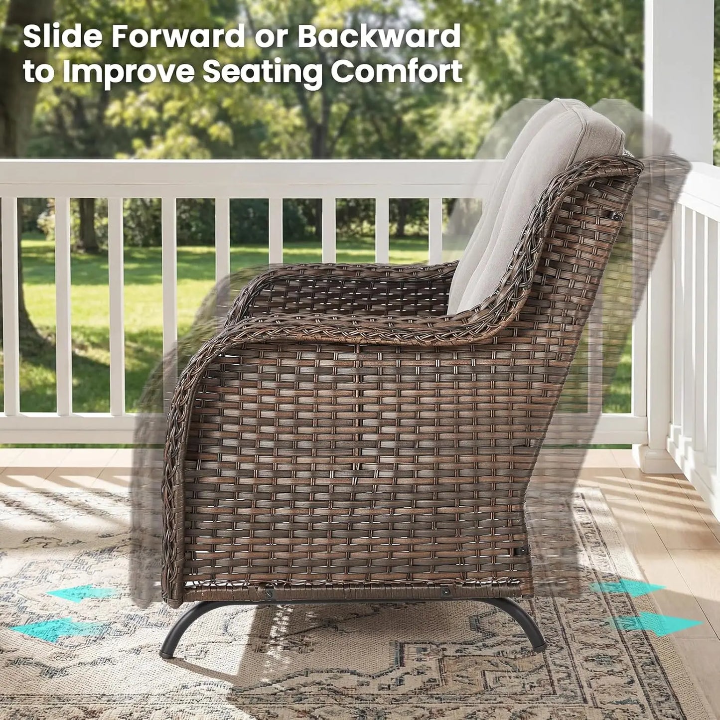 Patio Loveseat Sofa Outdoor Wicker With Luxury Cushions All Weather