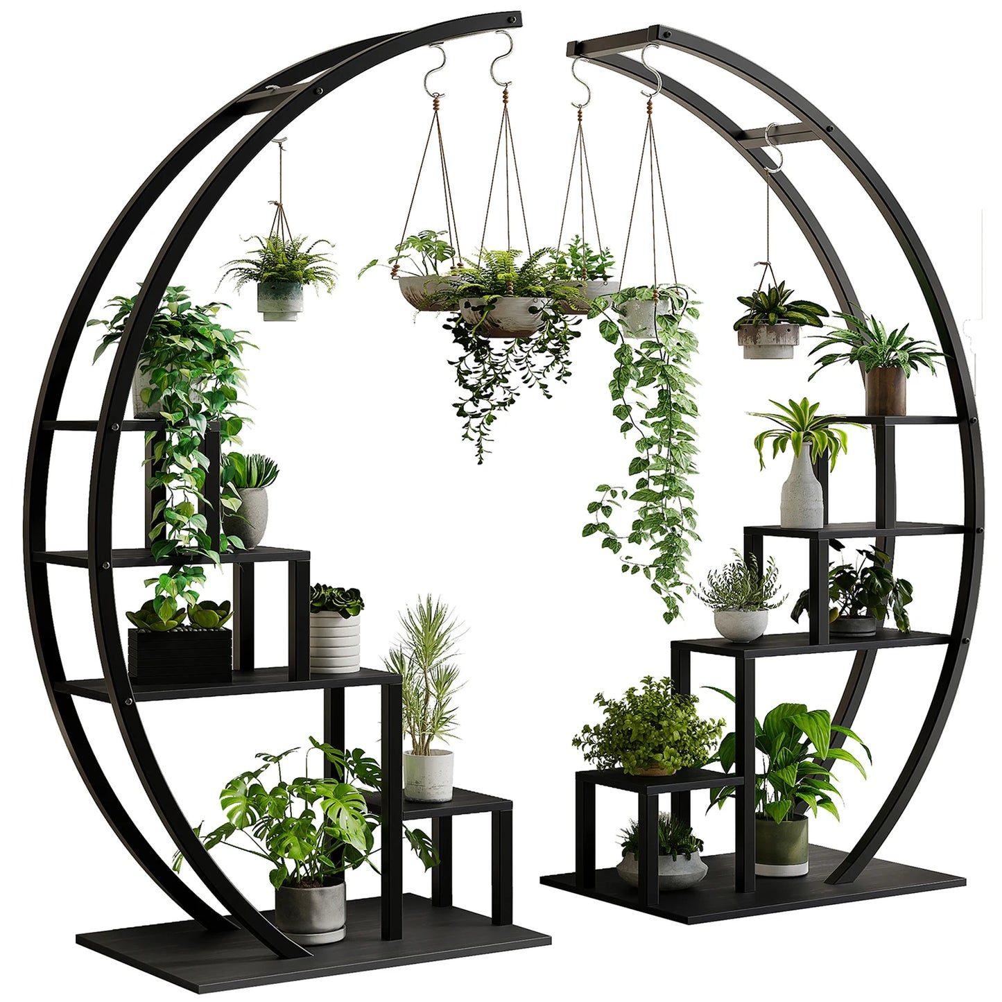 TWISTER.CK 5-Tier Half Moon Plant Stand Indoor Garden Rack 2-Pack