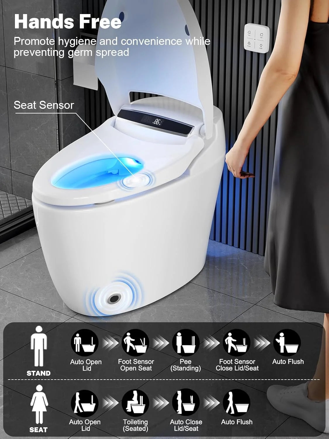 Smart One-Piece Tankless Toilet With Heated Seat And Auto Flush