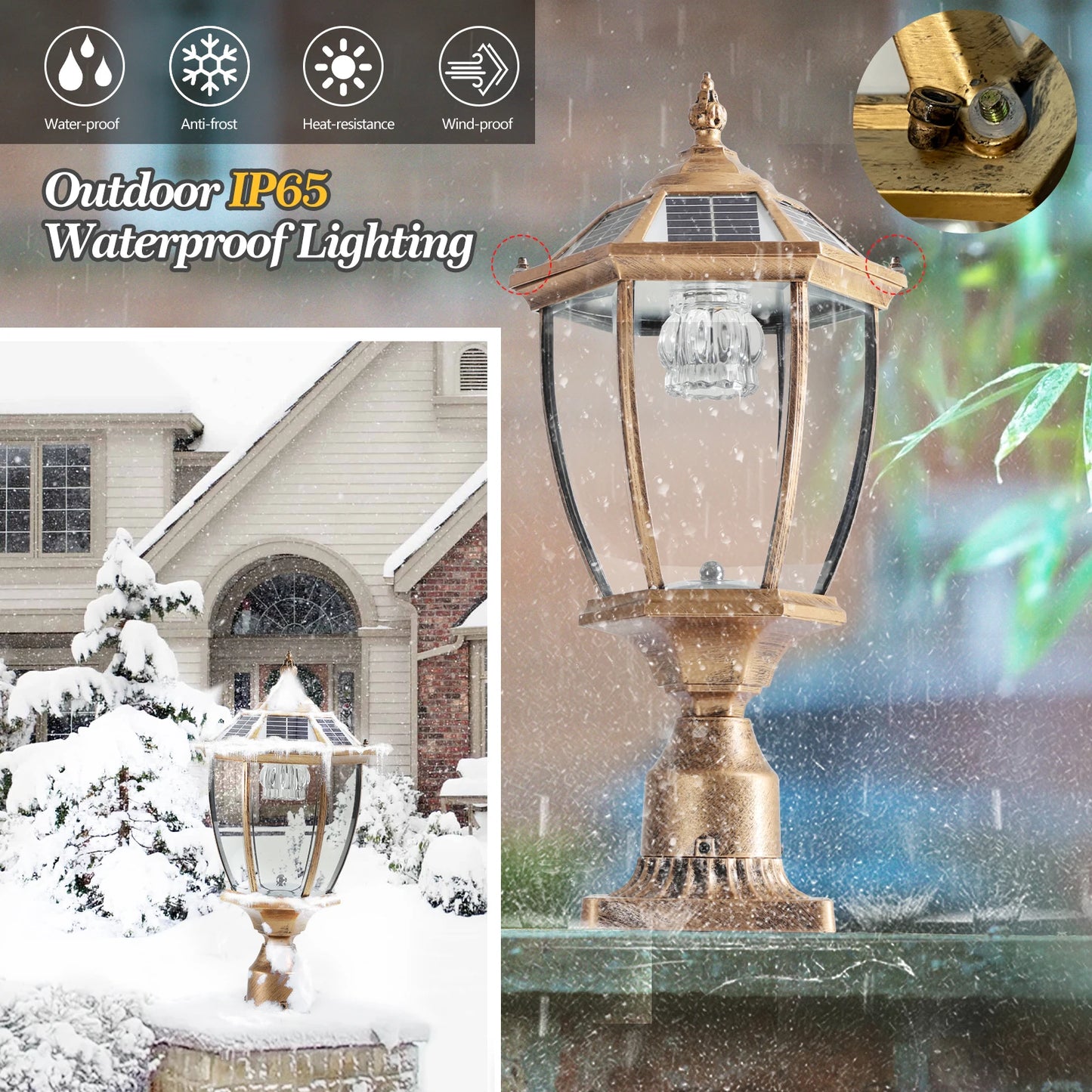 ARLGSITE Vintage Solar LED Post Light 2 Pack