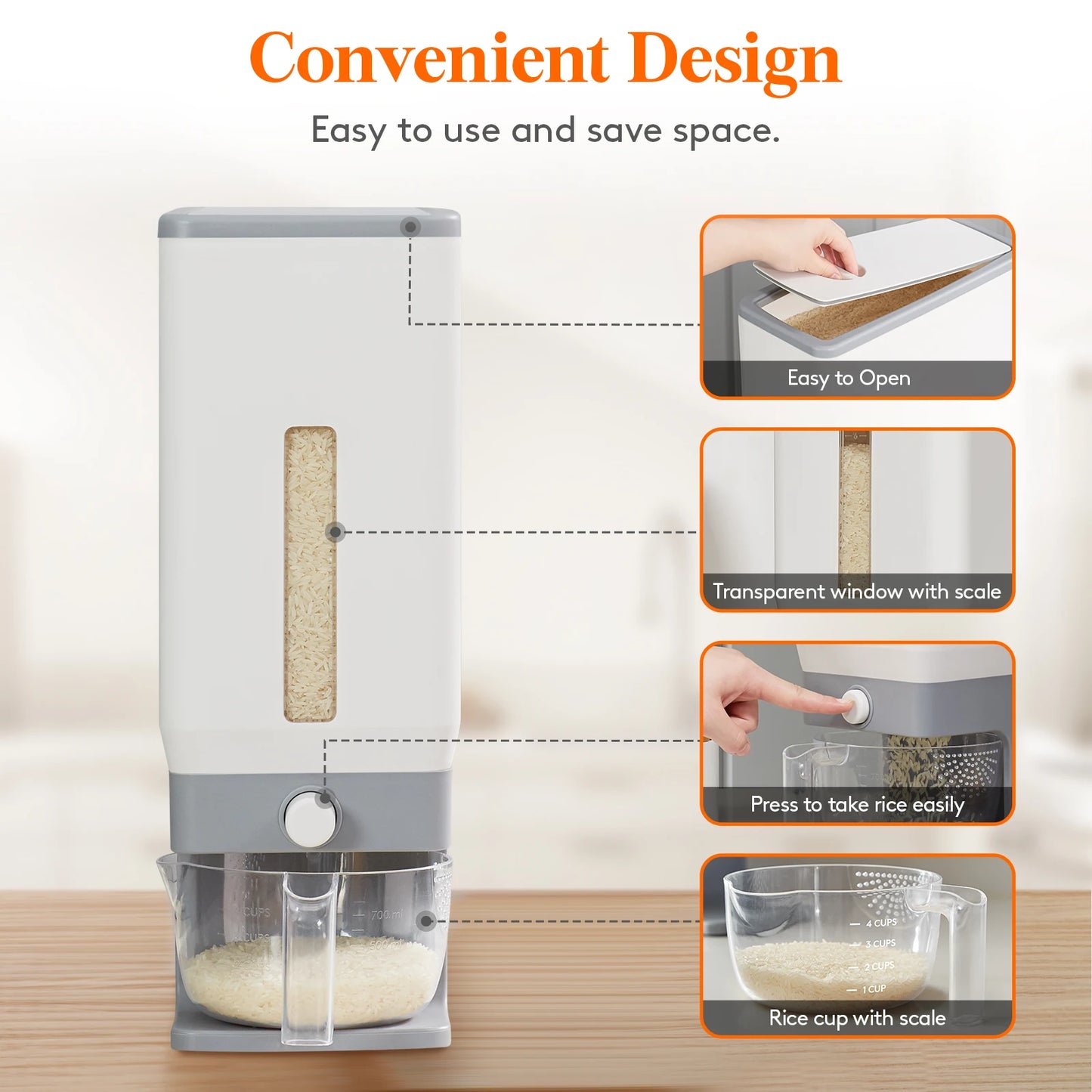 Lifewit Rice Storage Container Sealed Moisture Proof With Measuring Cup