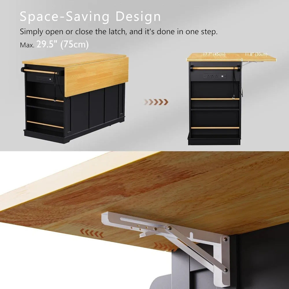 Kitchen Island With Storage On Wheels Drawers Door Rack