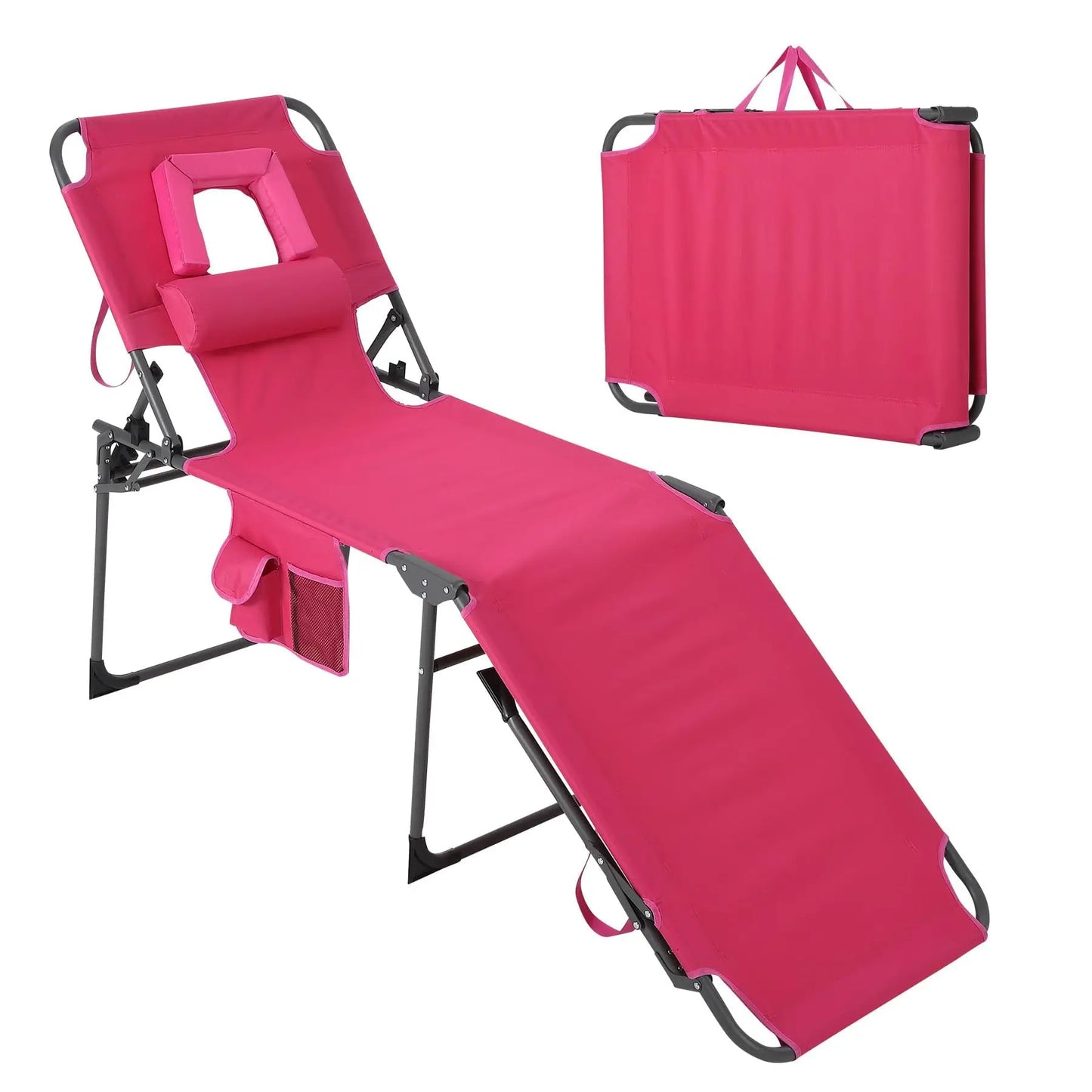 HiMISS Portable Face Hole Tanning Chair Folding Beach Lounger