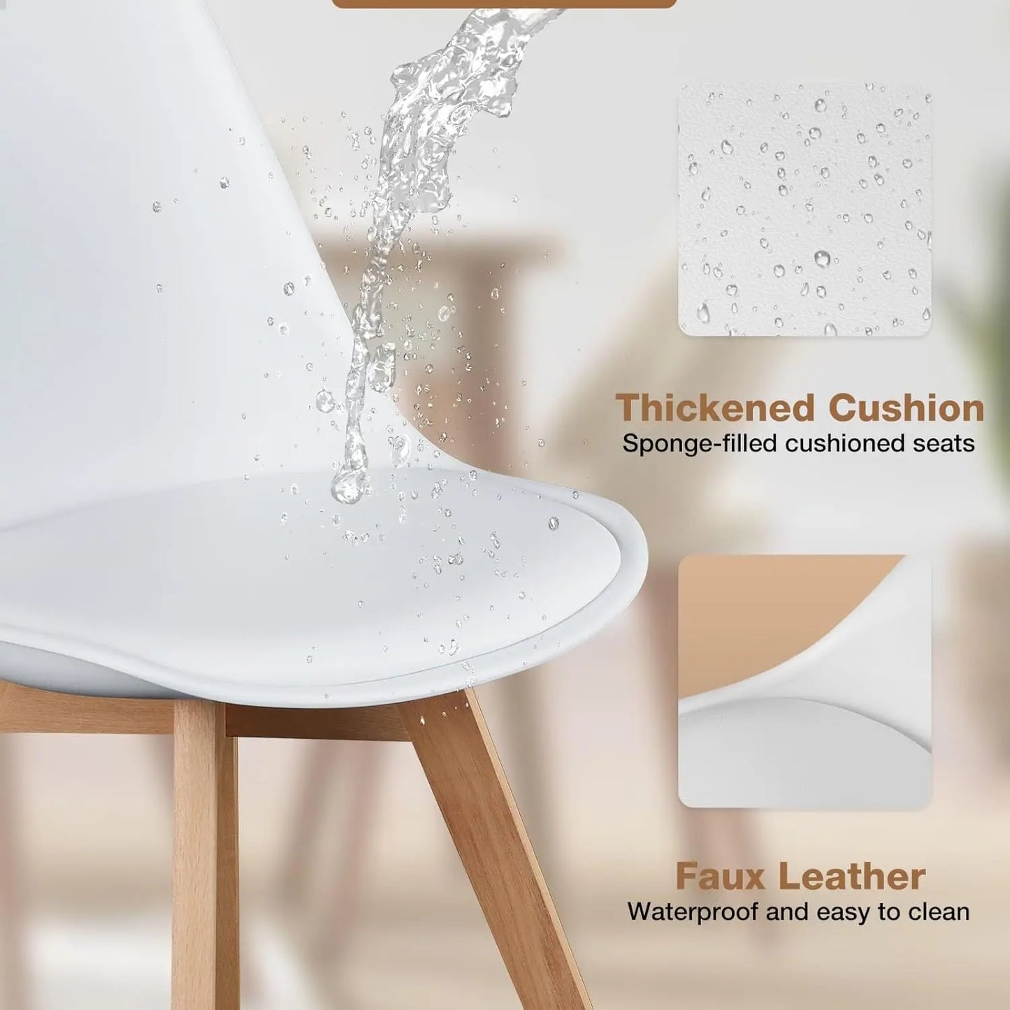 Four Modern Dining Chairs With Wood Legs For Home Use