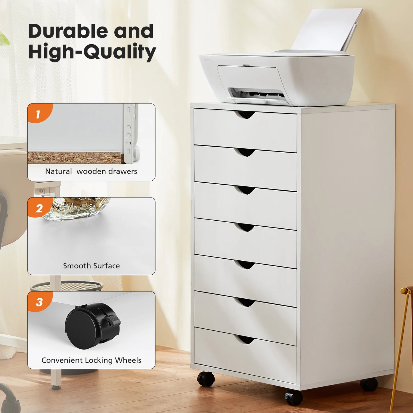 JHK 7-Drawer Chest Wheels Storage Organizer Bedroom