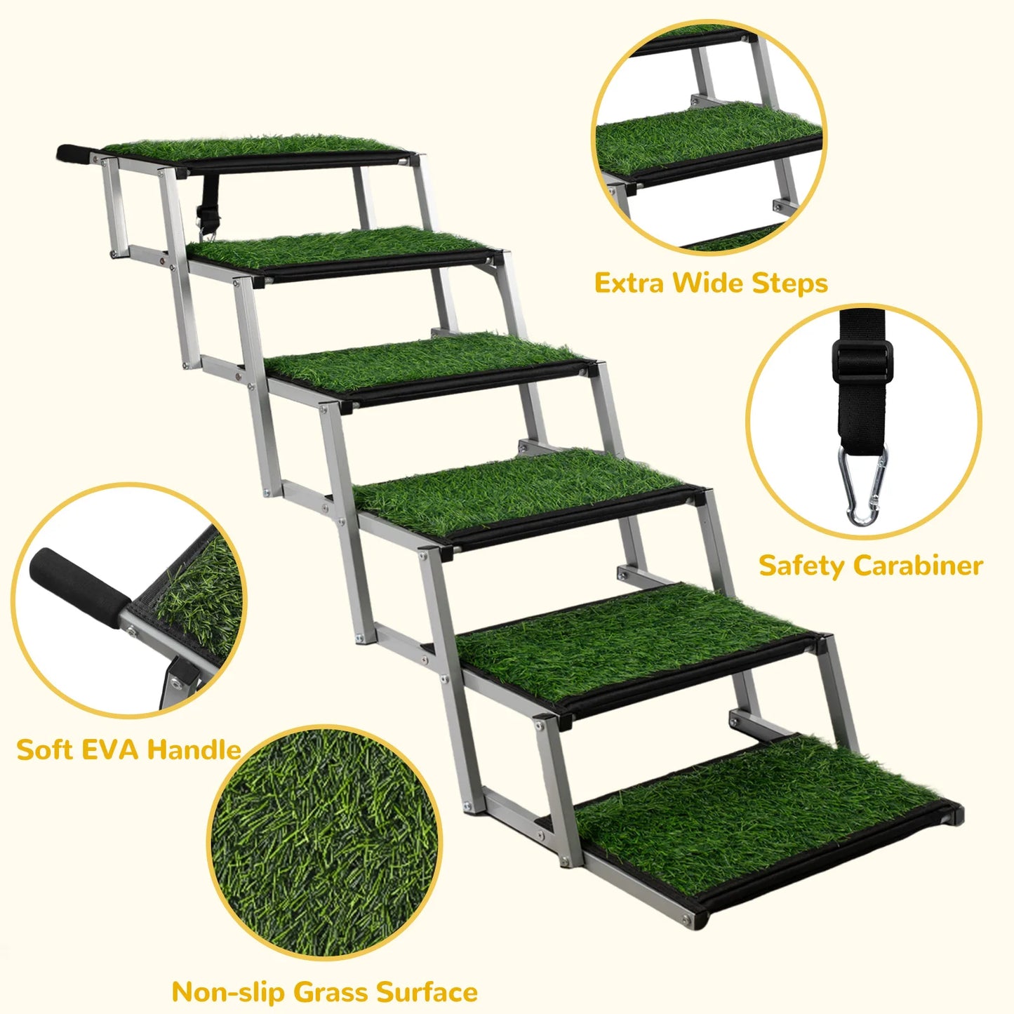 NONEDog Extra Wide Dog Stairs Foldable Ramp For Cars