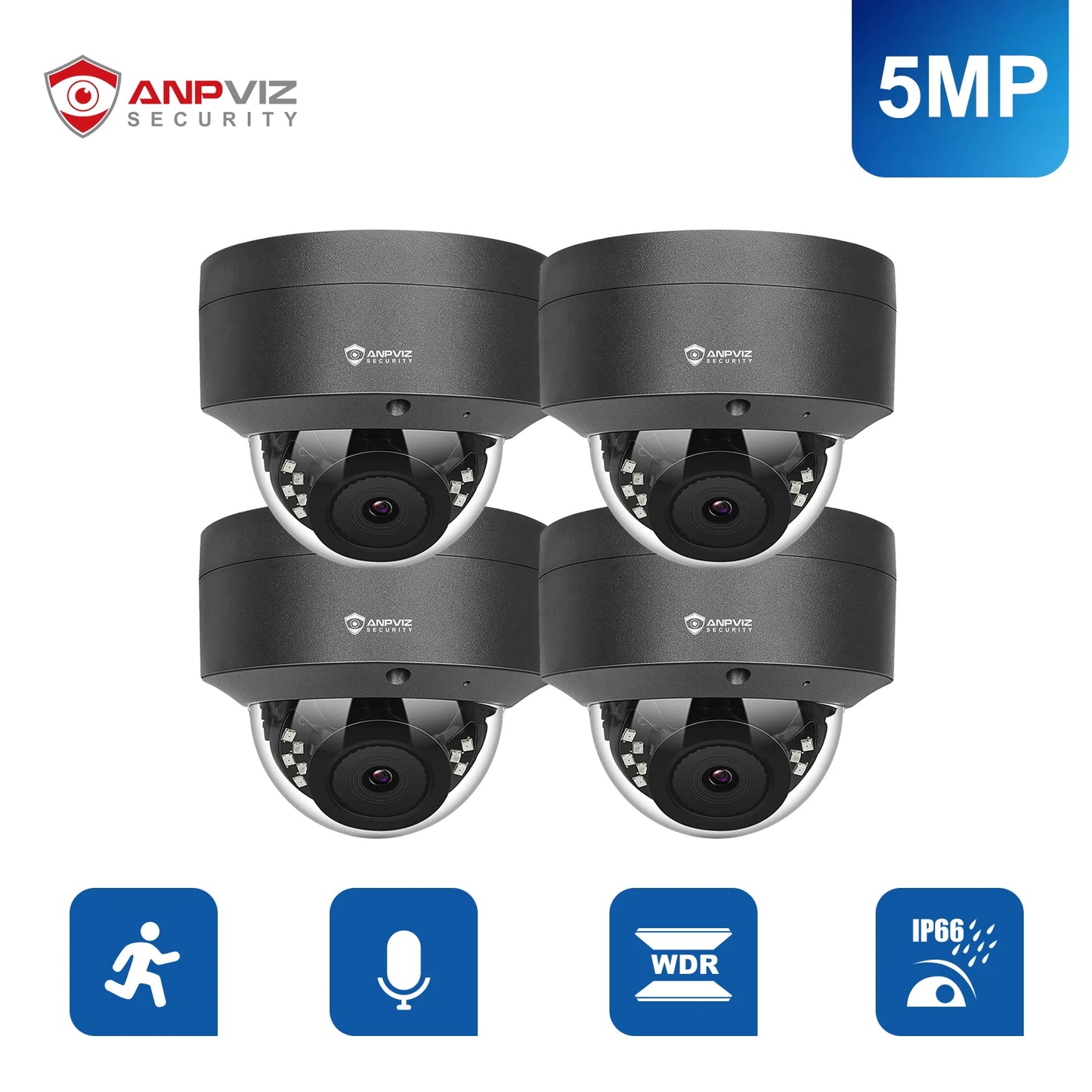 Anpviz 5MP POE IP Dome Camera Outdoor Security IP66