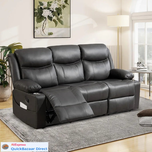Minimalist Manual Recliner Sofa With Massage And Cup Holders
