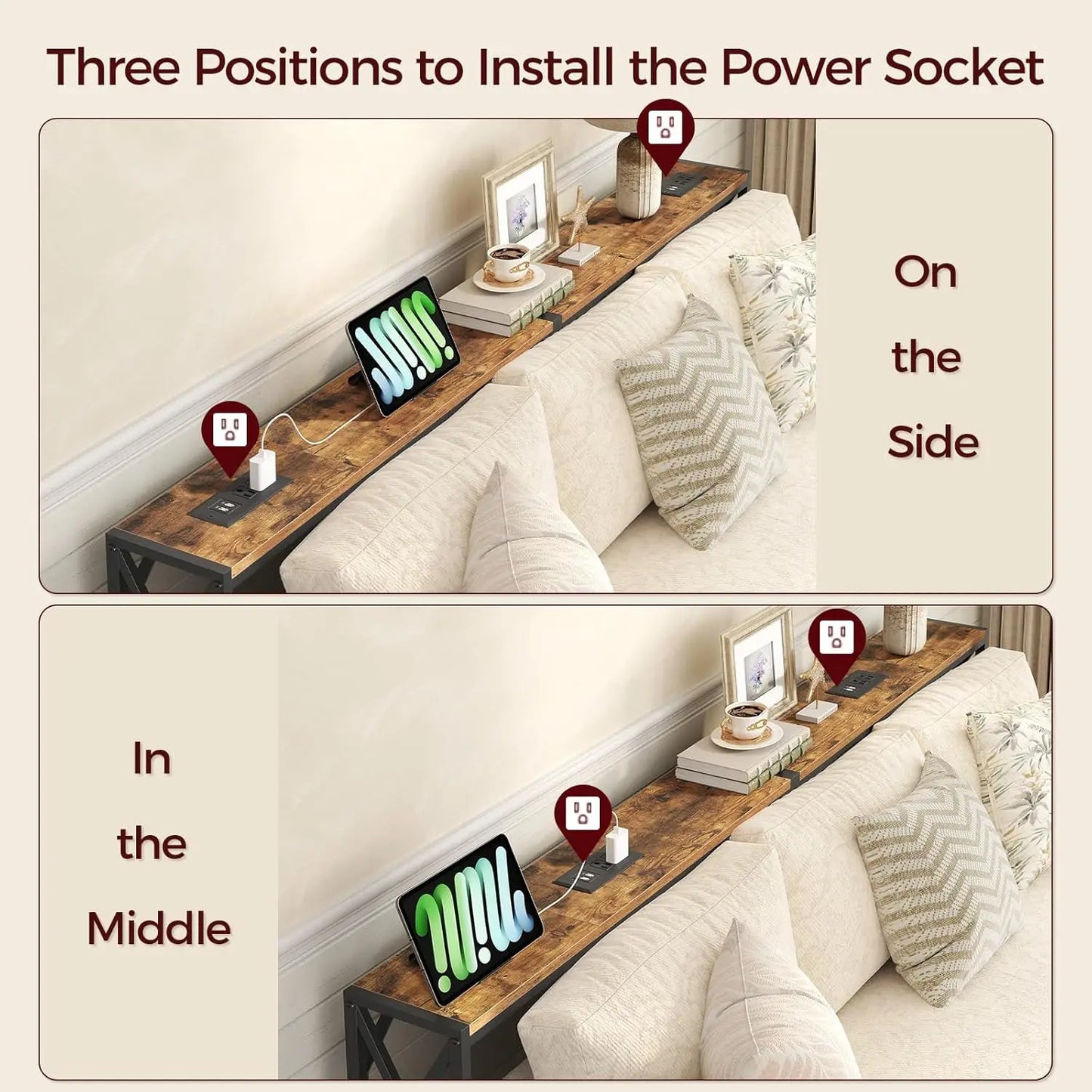 Two Pack Narrow Sofa Table Slim Console With Charging Station