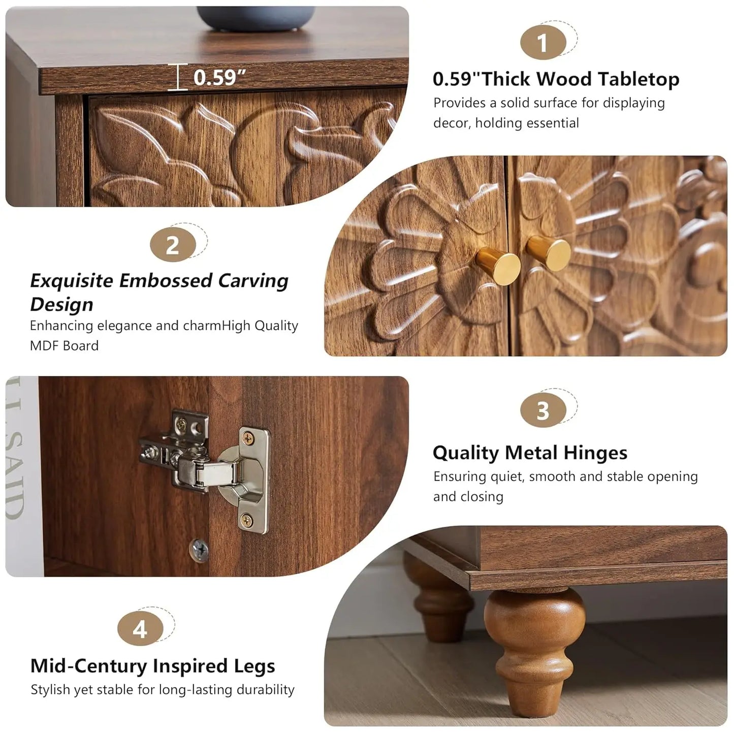 Farmhouse Accent Cabinet With 2 Doors And Adjustable Shelves