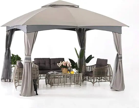 Outdoor Gazebo With Mosquito Netting For Patio And Garden