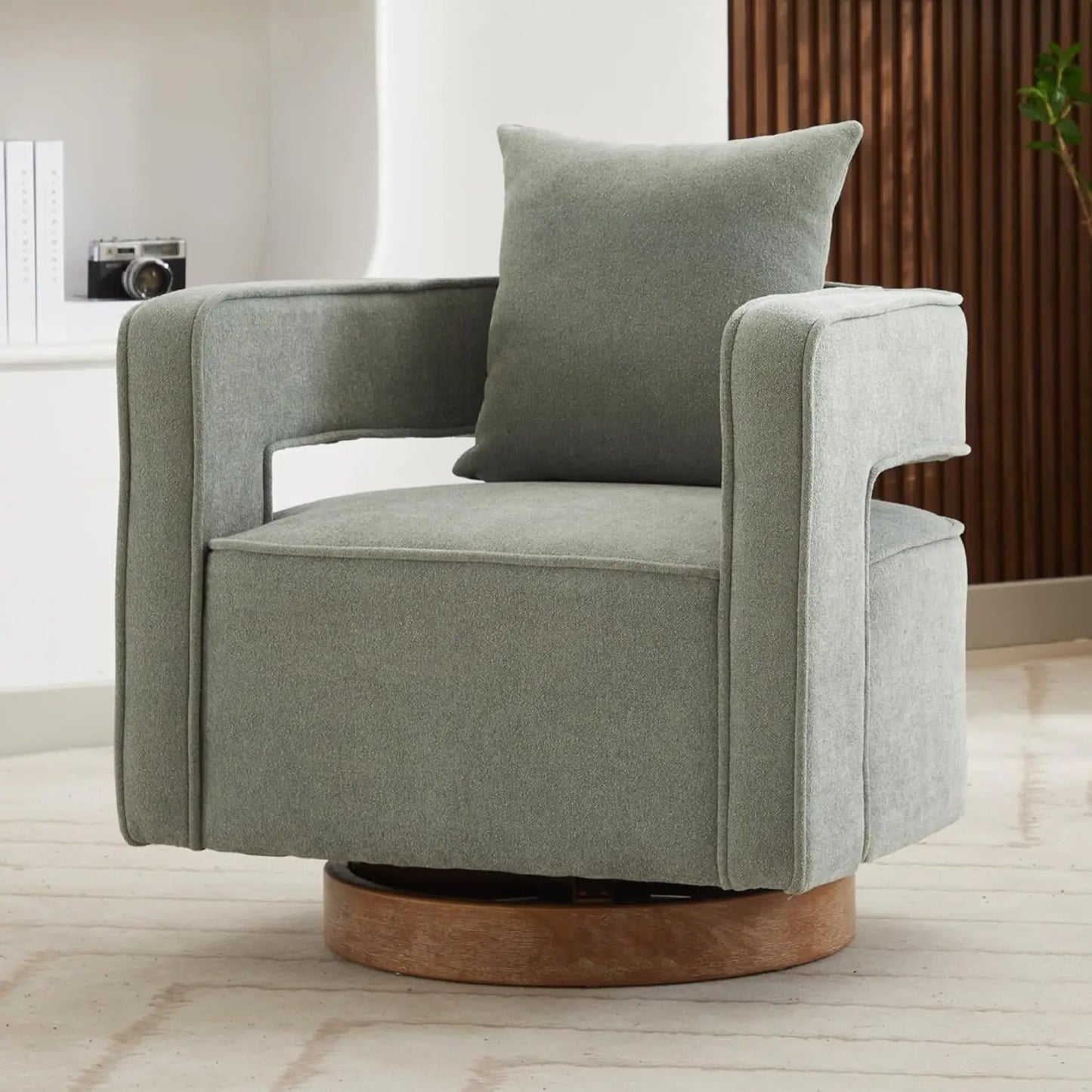Upholstered Swivel Accent Chair Set Of 2 With Pillow