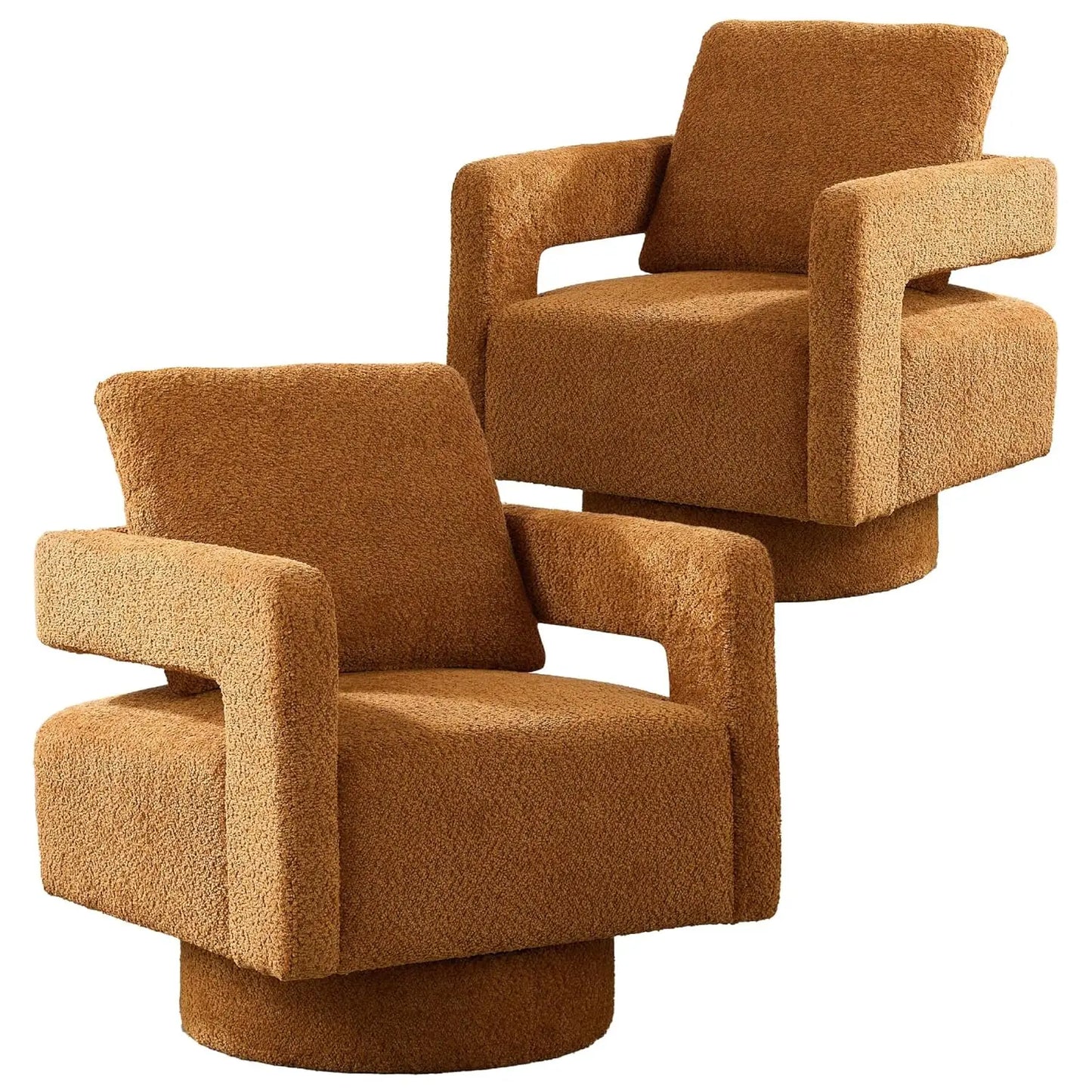 Upholstered Swivel Accent Chair Set Of 2 With Pillow