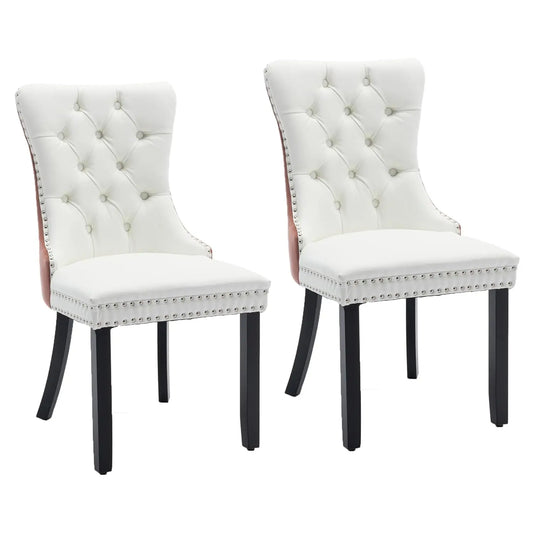 Dining Chairs Set of 2 Modern Tufted Upholstered Velvet PU