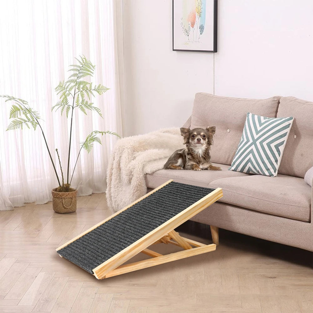 TWISTER.CK Dog Ramp Ladder Natural Pine Wood Adjustable