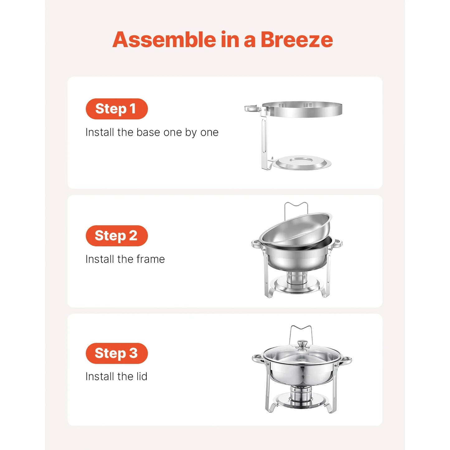 SucceBuy Stainless Steel Chafing Dish Buffet Set With Four Pans