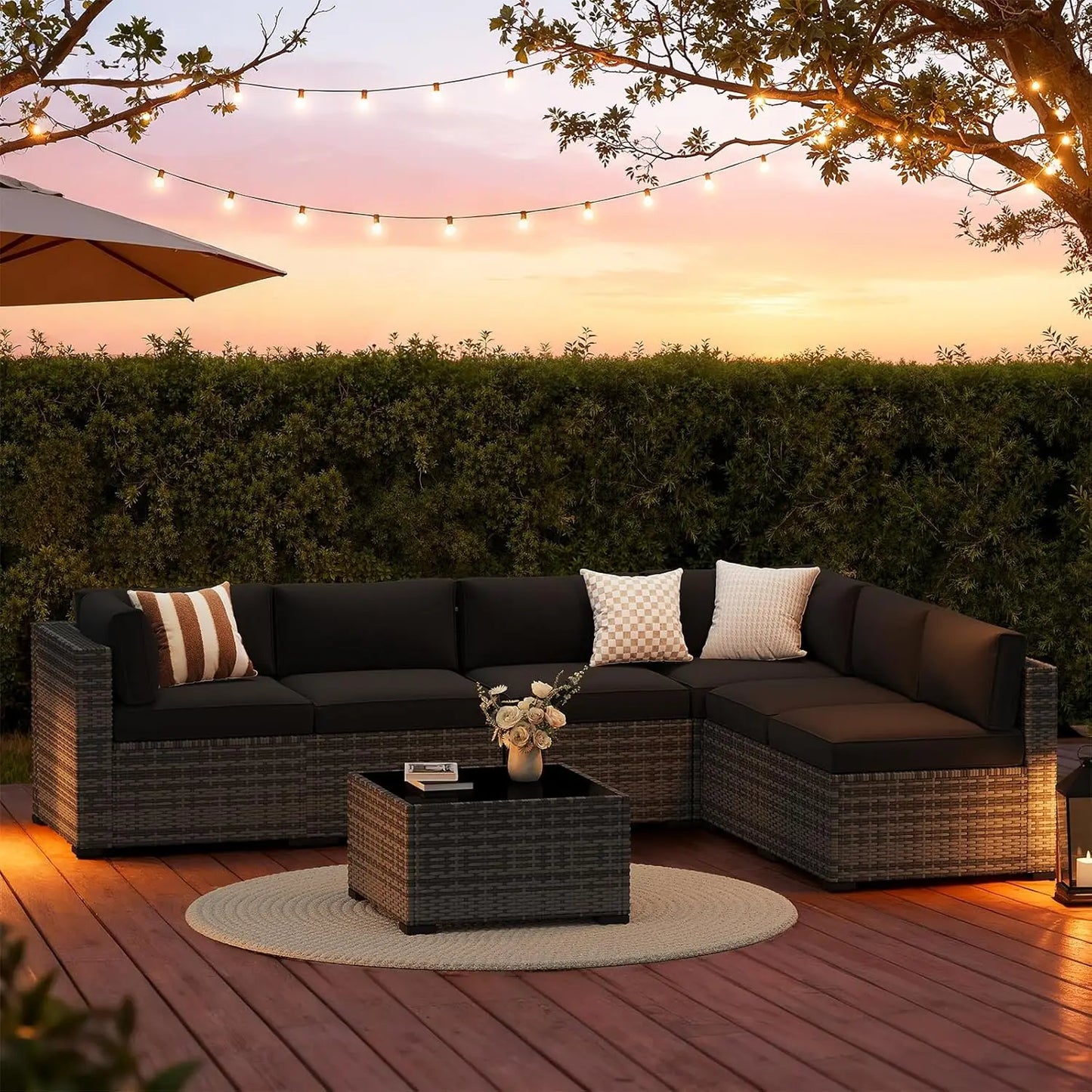 Xiaolang Patio Furniture Set Wicker Rattan Outdoor Cushions