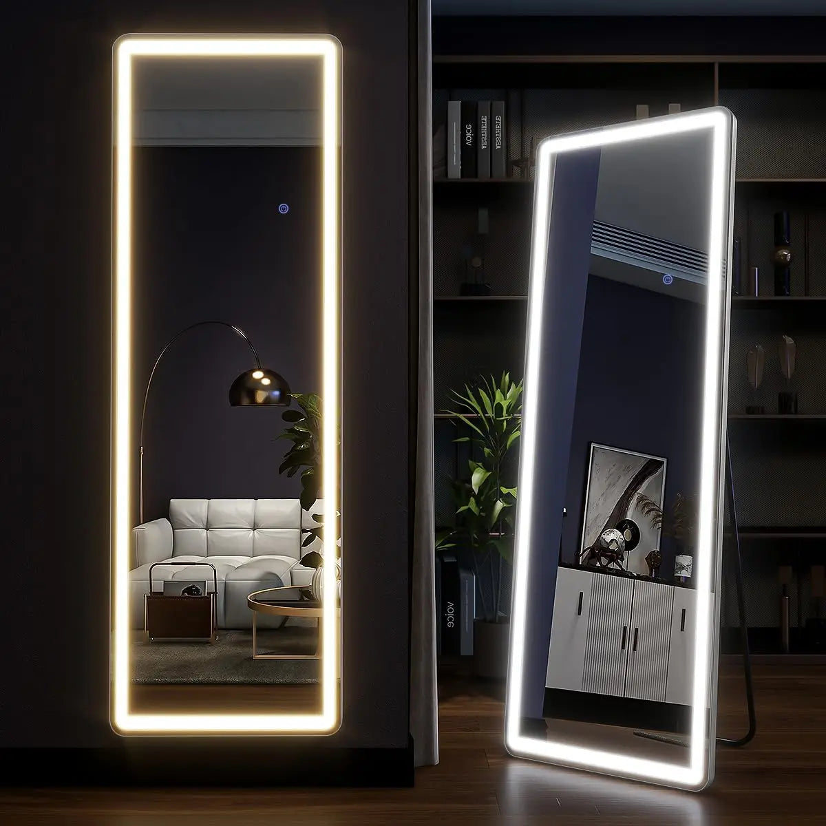 Koonmi LED Lighted Full Length Mirror With Dimming Lights