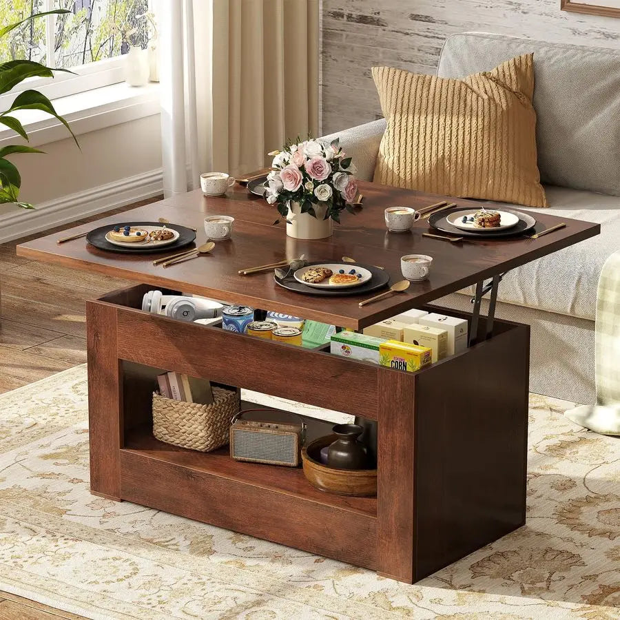 XMSJ 4-In-1 Lift Top Coffee Table With Ample Storage