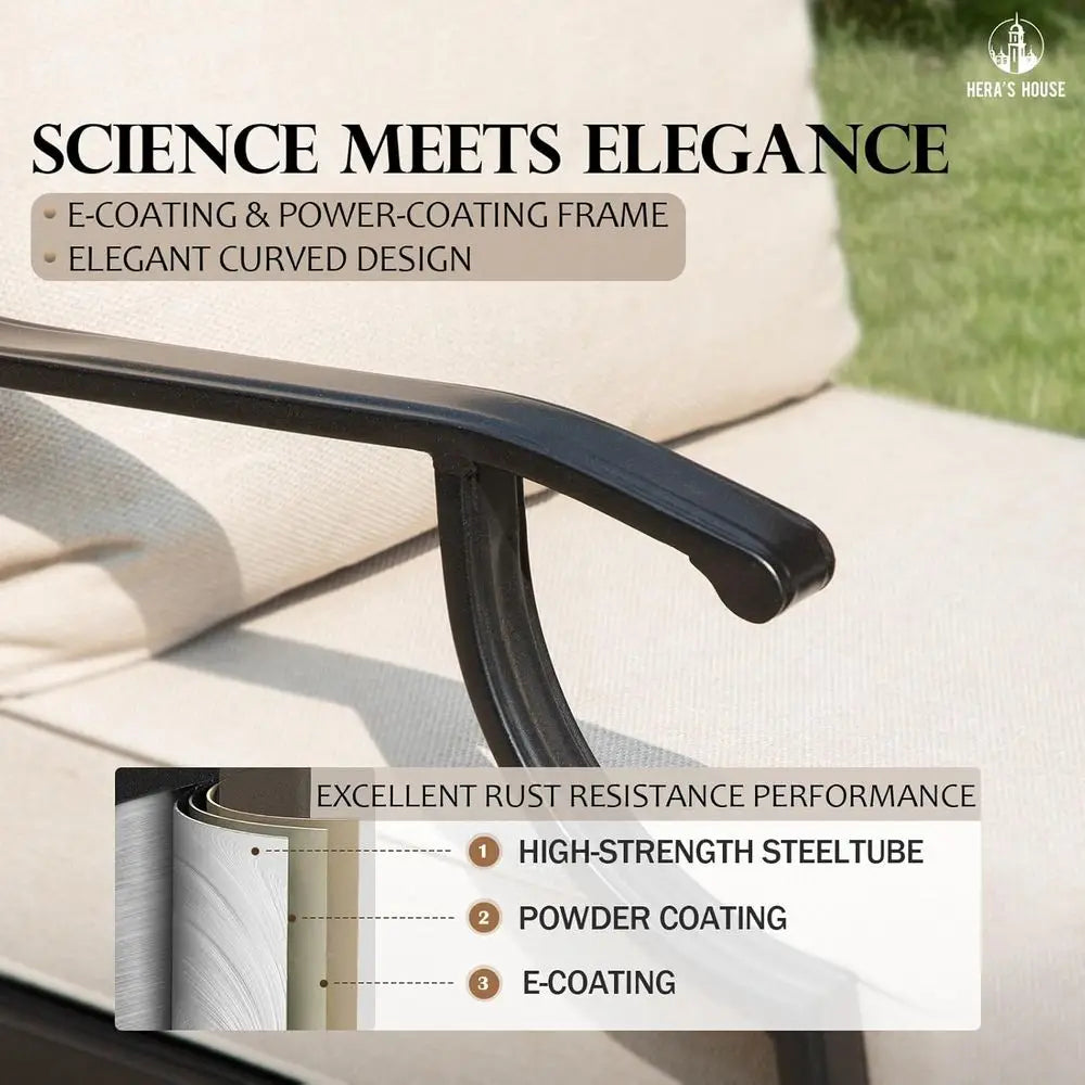 Outdoor Cushioned Patio Furniture Set with Swivel Chairs and Ottomans