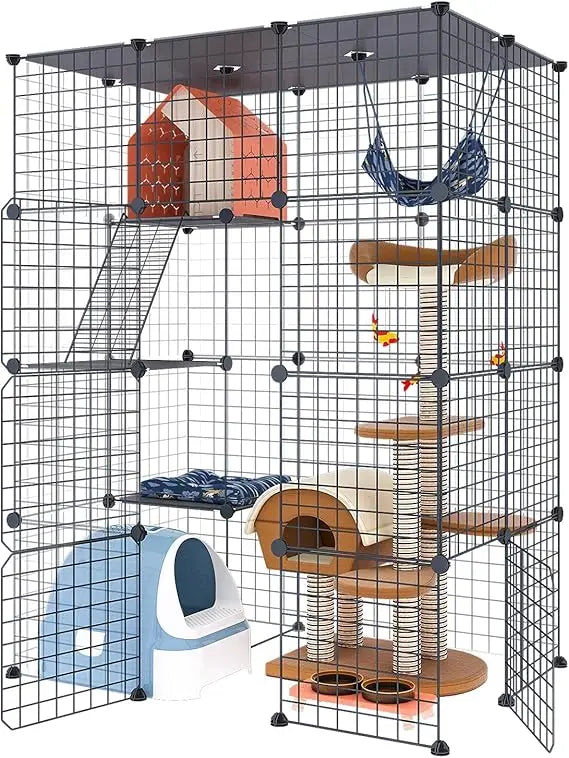 Indoor Large Cat Cage Enclosure Playpen With Detachable Wire Kennels