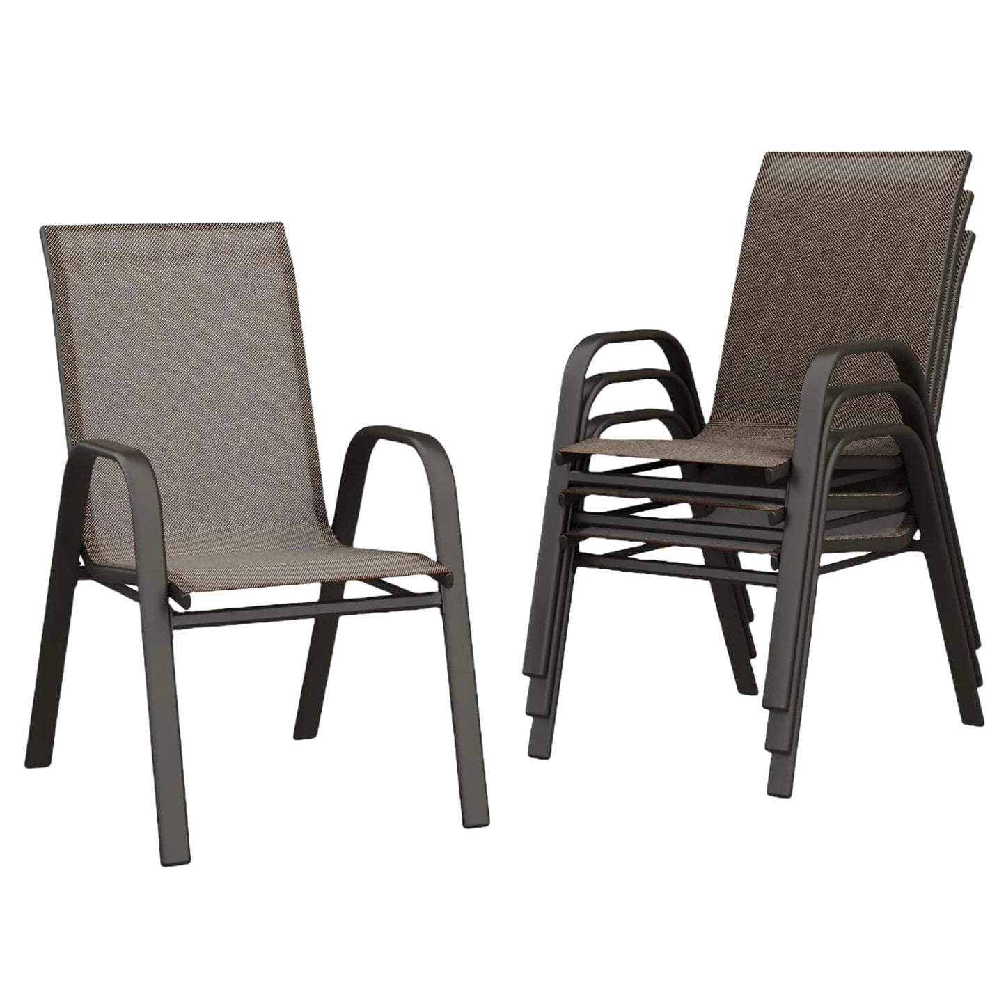 TWISTER.CK 4 Piece Stackable Outdoor Patio Chairs Set Textilene Fabric