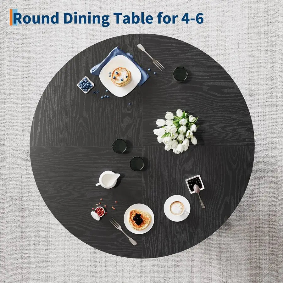 XMSJ Round Dining Table Farmhouse Style With Sturdy Base