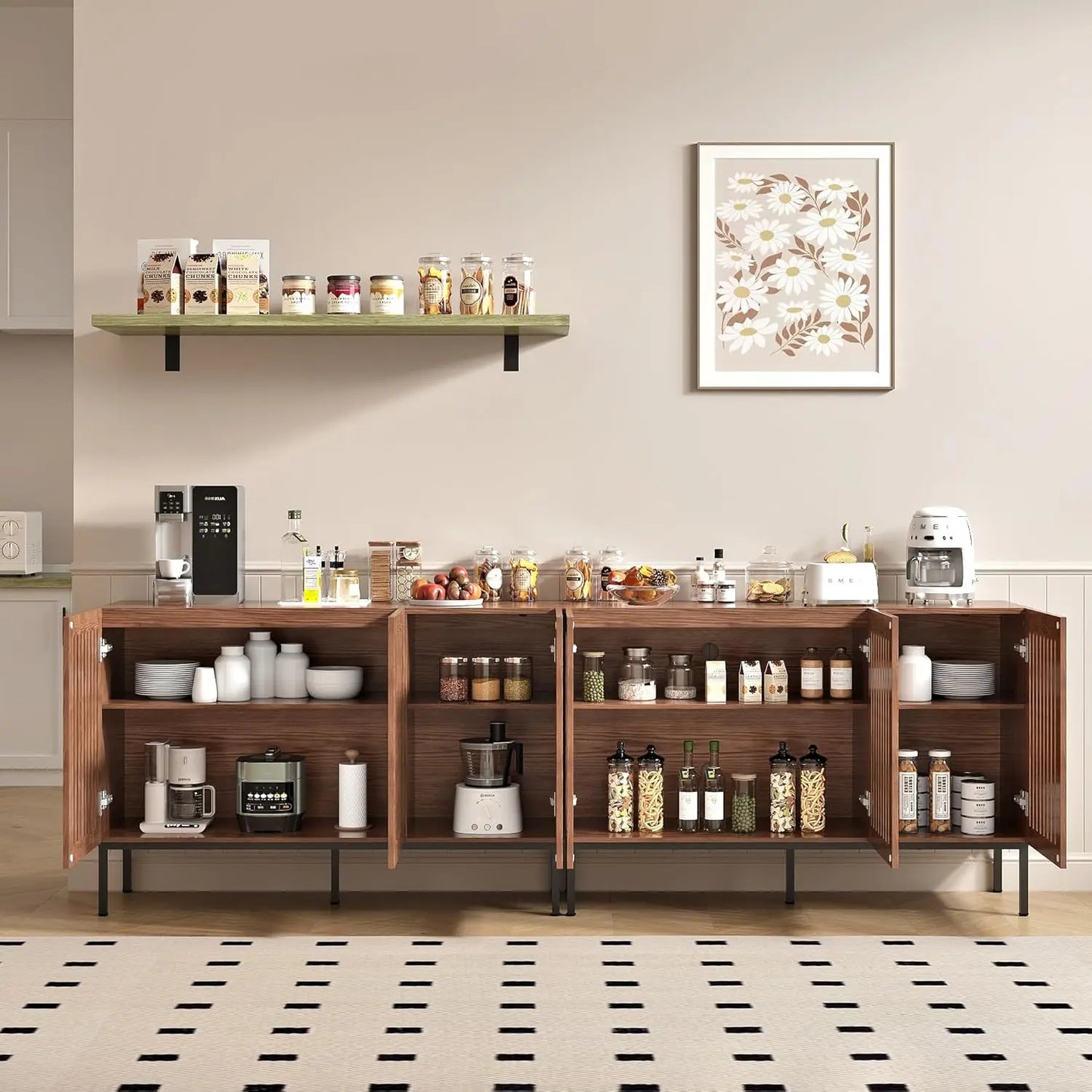 Farmhouse TV Stand 3 In 1 Entertainment Center With Storage