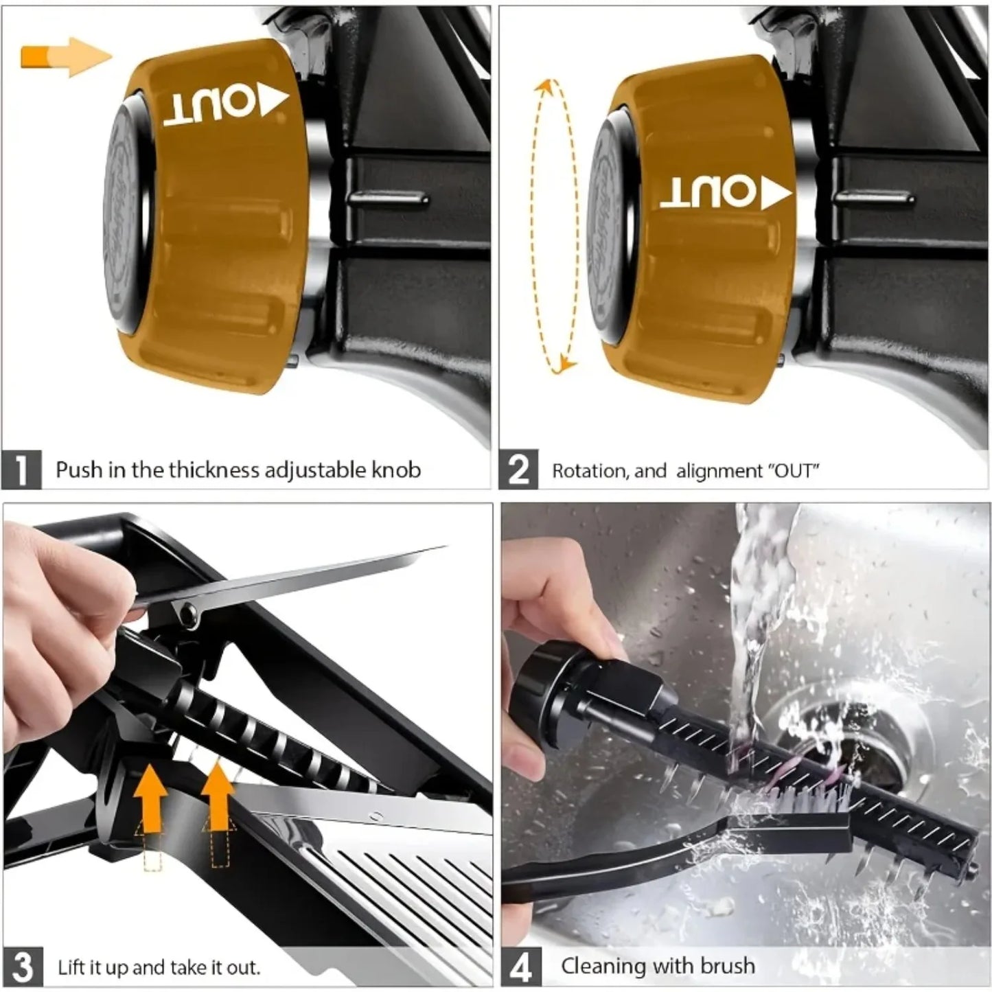 AEDG Stainless Steel Mandoline Slicer With 5 Blades And Hand Guard