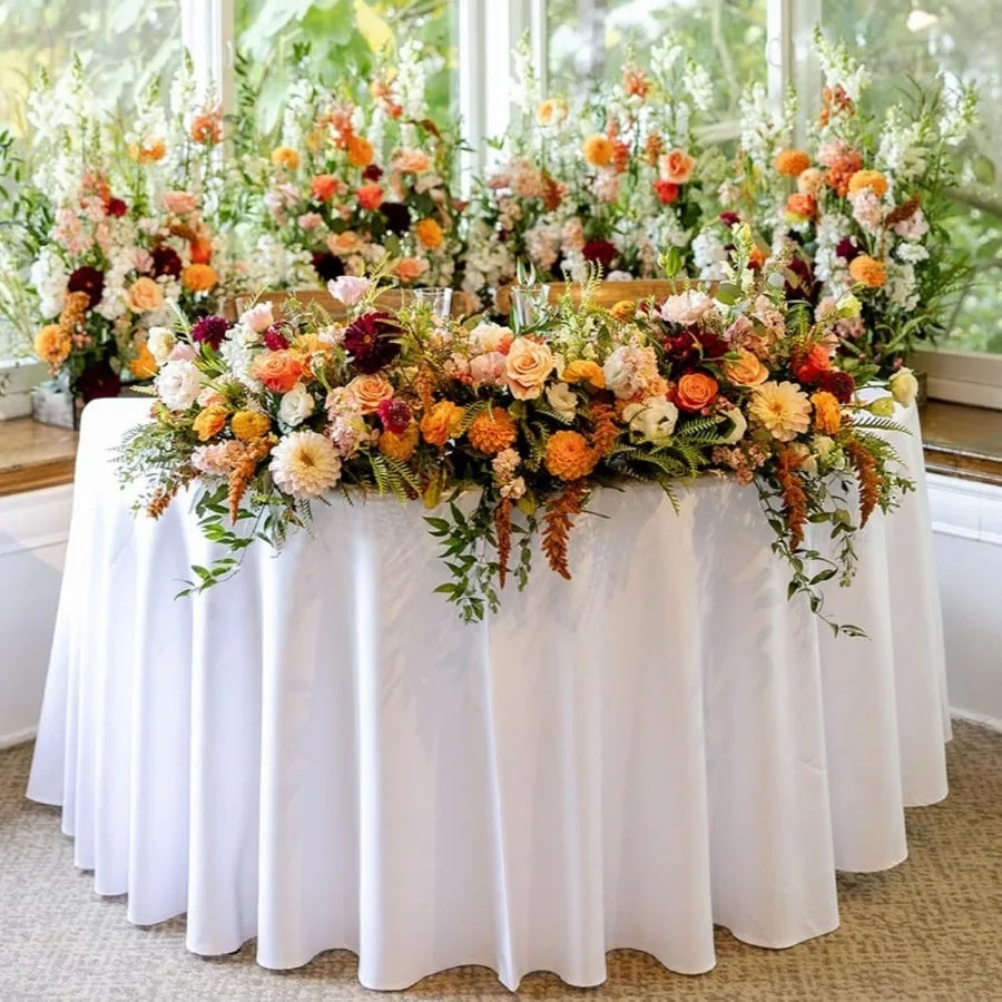 NONECN 10-Pack Round Tablecloths Polyester Washable Dining Banquet Cover