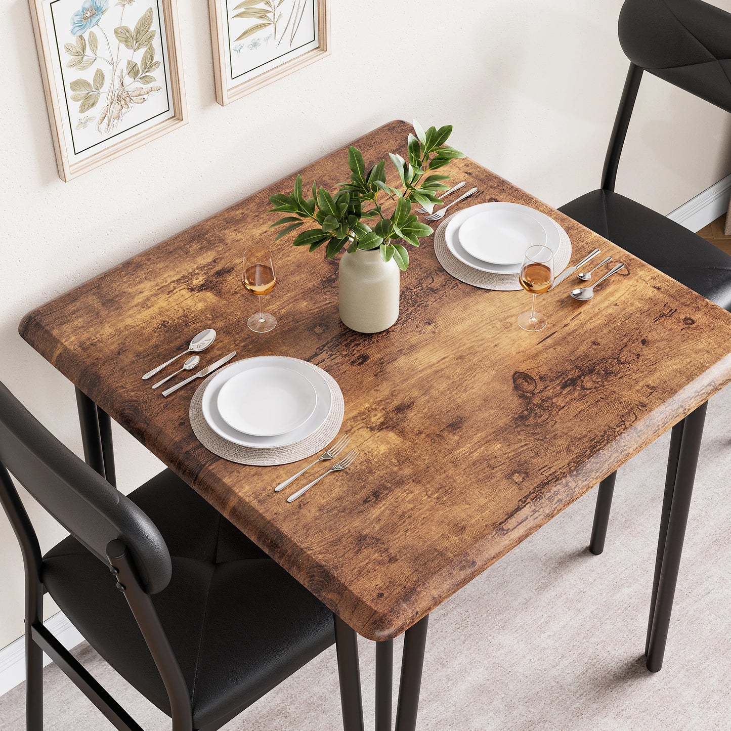 TWISTER.CK Dining Table Set for Two With Upholstered Chairs
