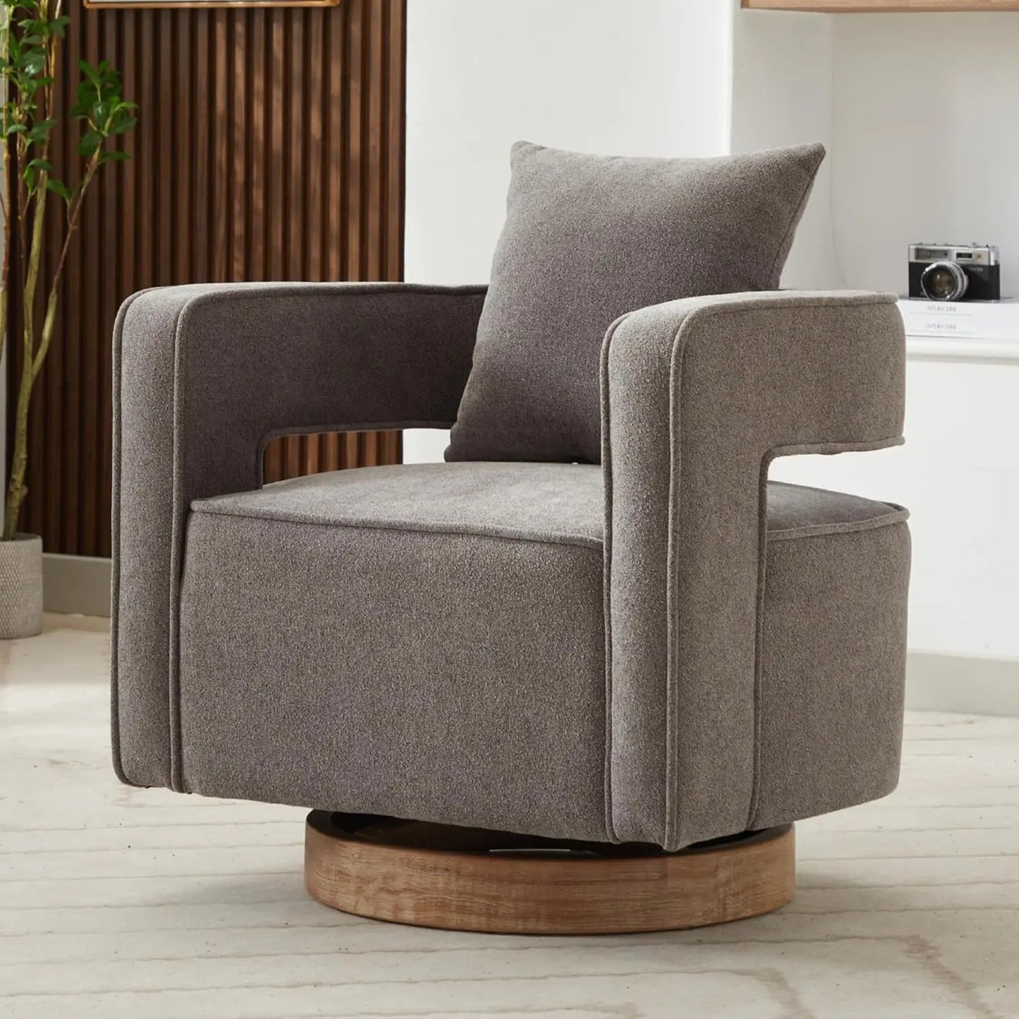 Upholstered Swivel Accent Chair Set Of 2 With Pillow