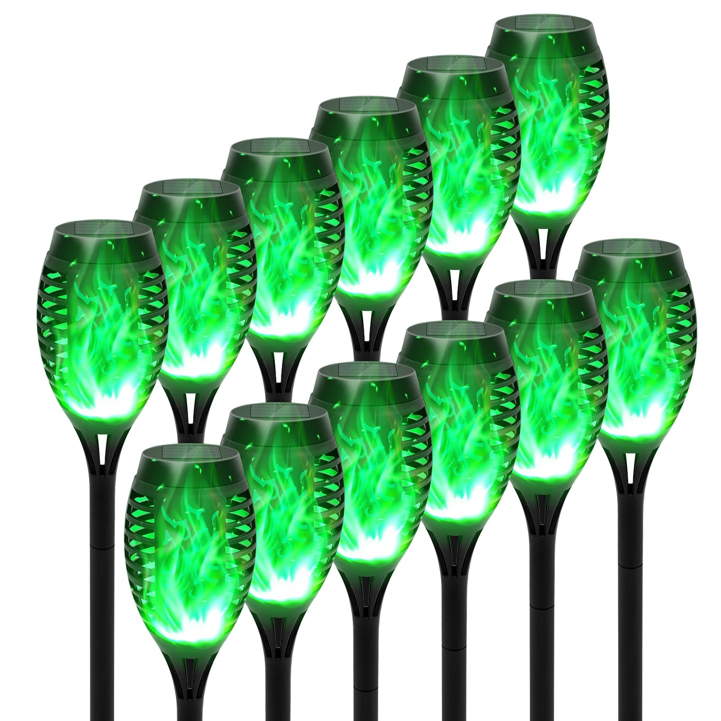Solar Flame Torch Lights LED Outdoor Flicker For Lawn Path