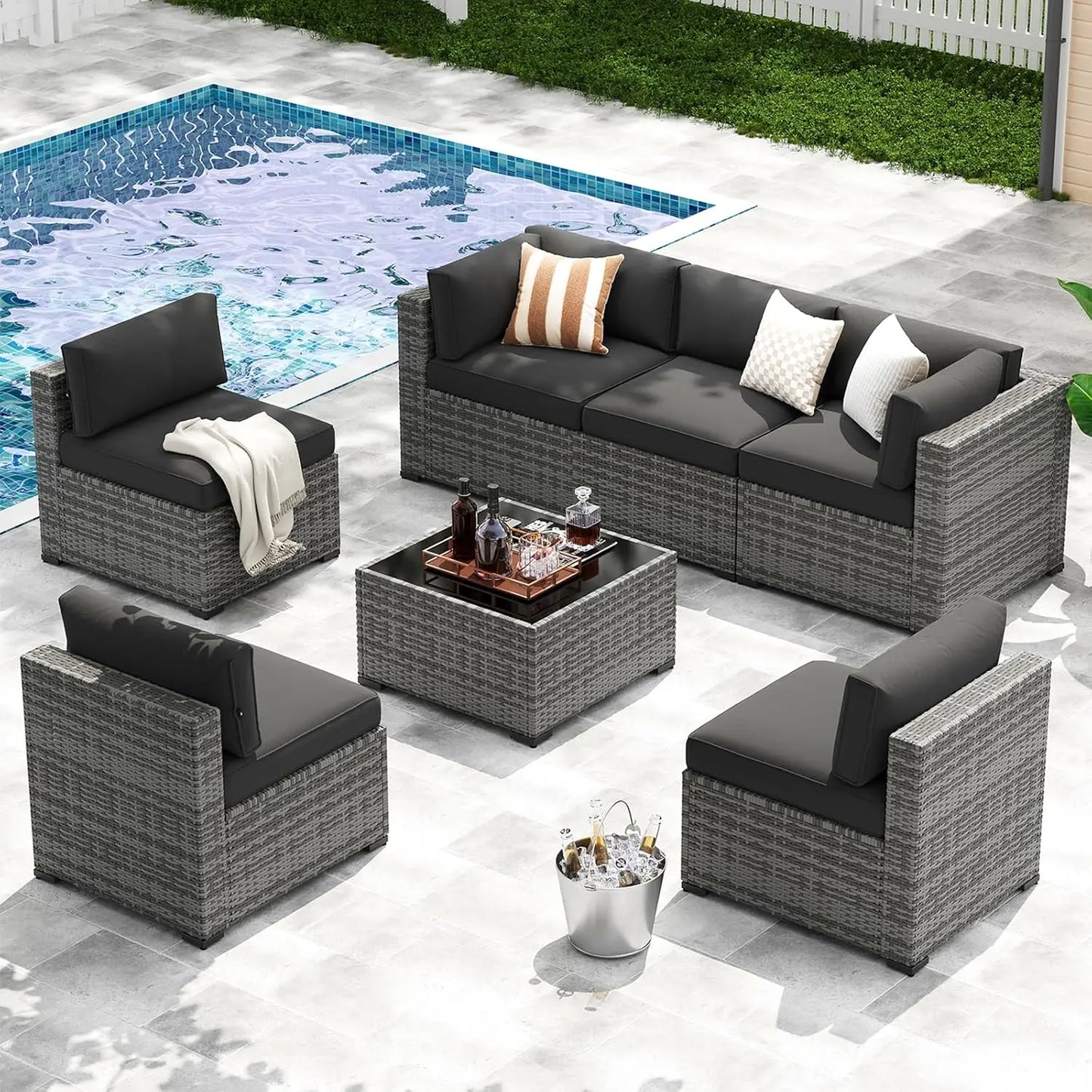 Xiaolang Patio Furniture Set Wicker Rattan Outdoor Cushions