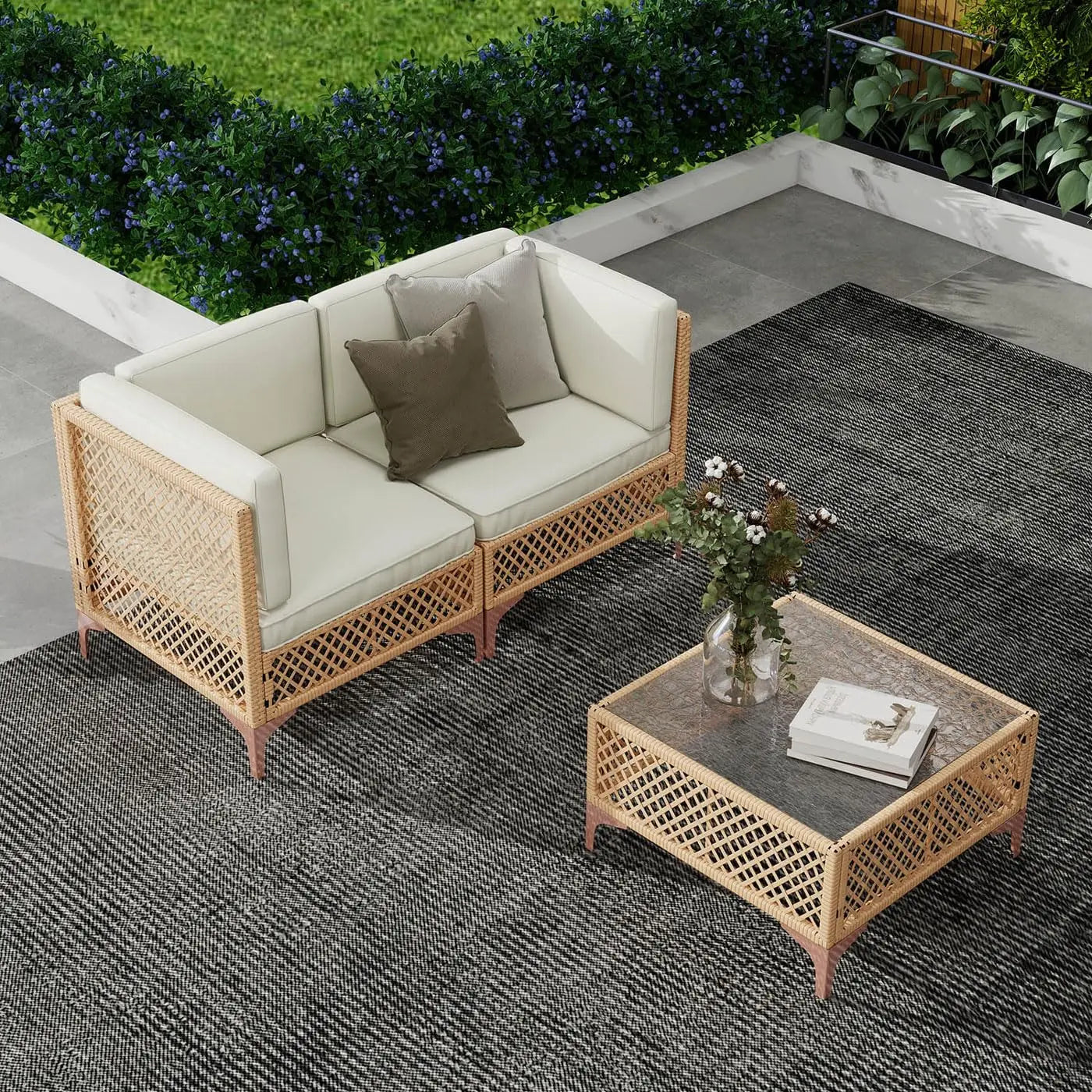 XIAOLANG Outdoor Patio Furniture Set Wicker Boho