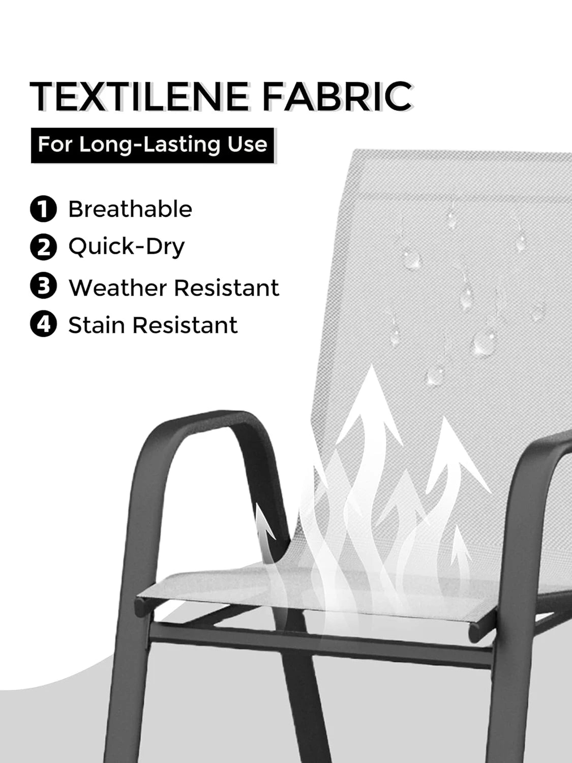 TWISTER.CK 4 Piece Stackable Outdoor Patio Chairs Set Textilene Fabric