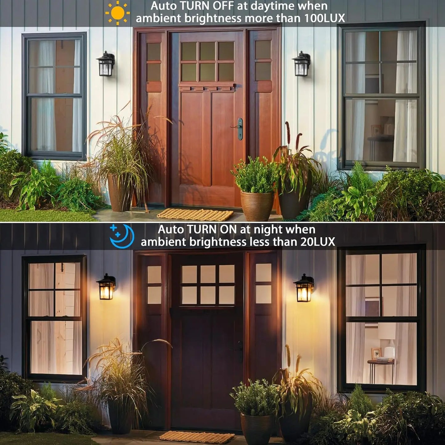 Dusk To Dawn Outdoor Light With GFCI Outlet Sensor Lantern Bulb Not Included