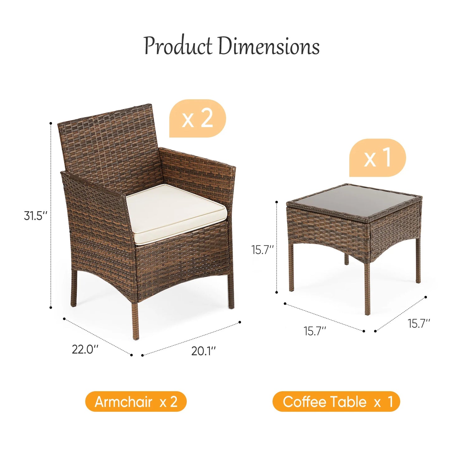 Outdoor Patio Furniture Set Wicker Rattan With Glass Table