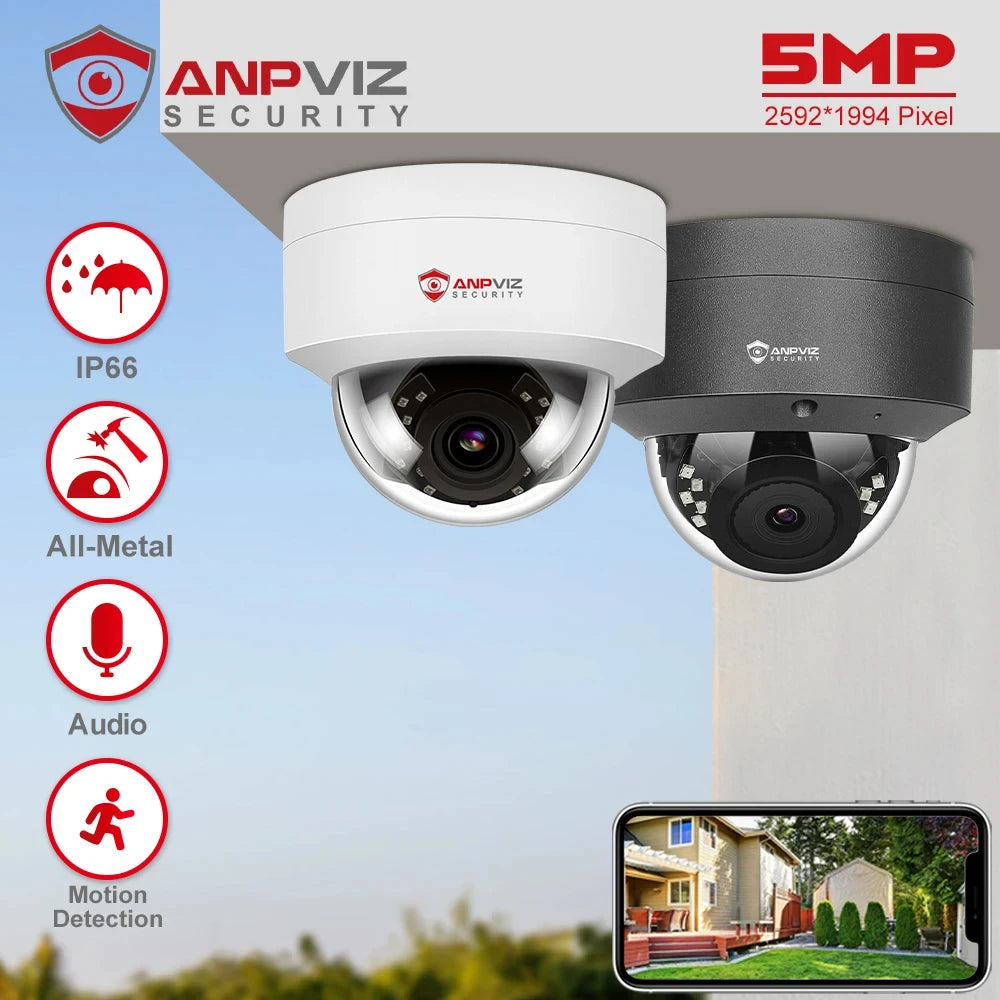 Anpviz 5MP POE IP Dome Camera Outdoor Security IP66