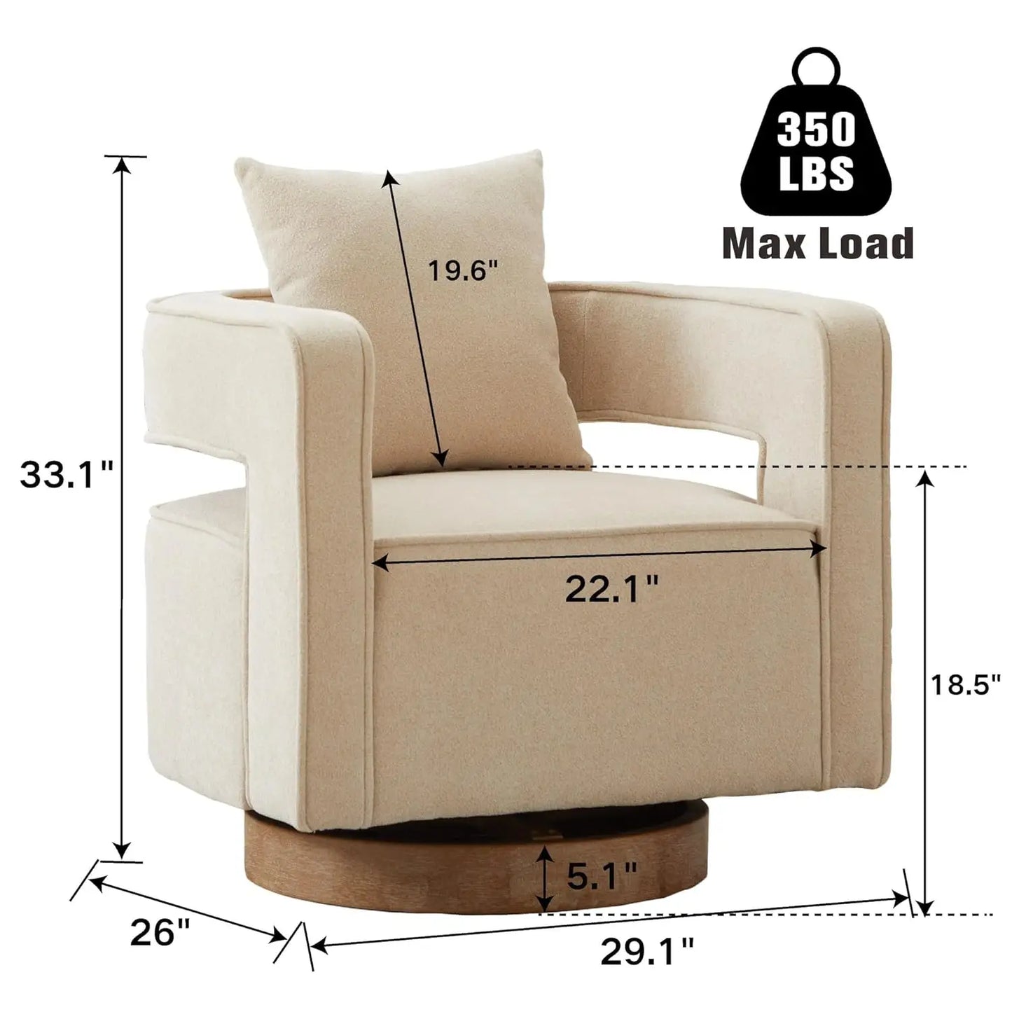 Upholstered Swivel Accent Chair Set Of 2 With Pillow