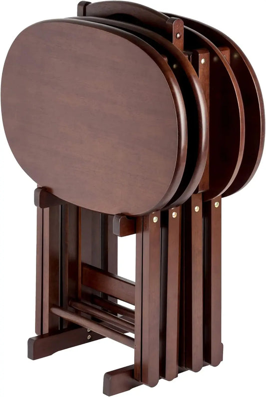 Solid Wood Snack Table Set With Stand For Living Room