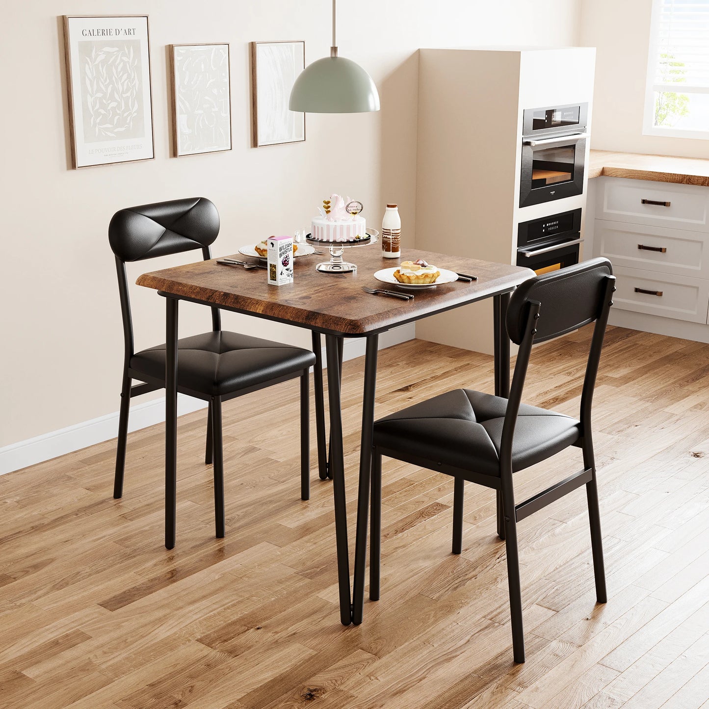 TWISTER.CK Dining Table Set for Two With Upholstered Chairs